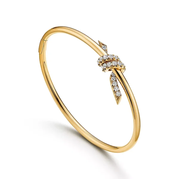 Vòng tay Tiffany Knot Wire Diamonds Yellow Gold