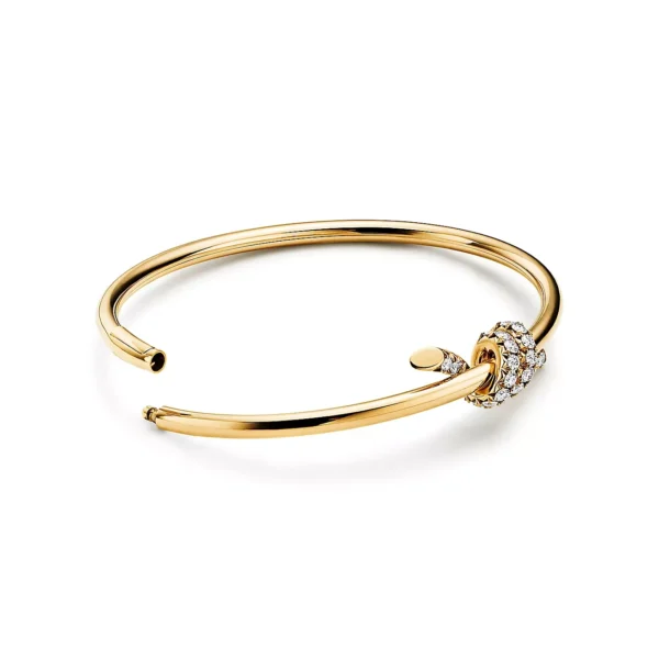 Vòng tay Tiffany Knot Wire Diamonds Yellow Gold